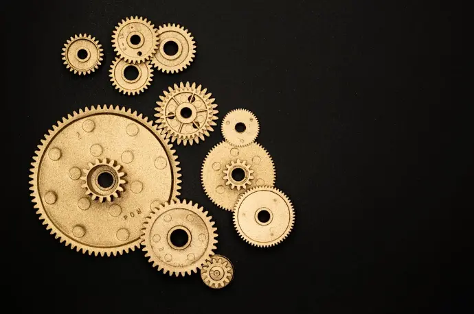Gold-plated cogs Image of gold-plated cogs